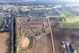 Aerial view of New development area K2 development in Kandel in the state Rhineland-Palatinate, Germany