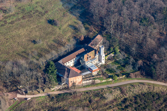 Slevogthof in Leinsweiler in the state Rhineland-Palatinate, Germany seen from above