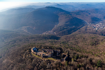 Madenburg in Eschbach in the state Rhineland-Palatinate, Germany from the plane