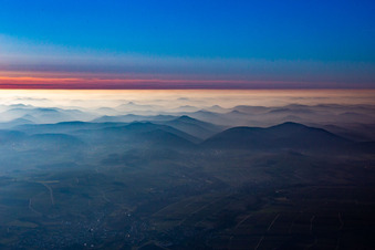 Palatinate Forest at sunset in Birkweiler in the state Rhineland-Palatinate, Germany