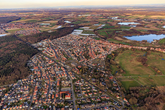 Railway line cuts through the city in Jockgrim in the state Rhineland-Palatinate, Germany