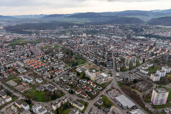 Aerial view of Rheinfelden in the state Baden-Wuerttemberg, Germany