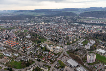 Aerial photograpy of Rheinfelden in the state Baden-Wuerttemberg, Germany
