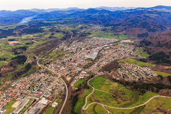 Aerial view of City view from the south in Wehr in the state Baden-Wuerttemberg, Germany