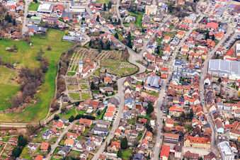 Cemetery Wehr with Church of St. Martin in Wehr in the state Baden-Wuerttemberg, Germany