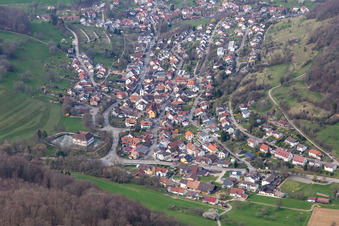 Aerial view of Inzlingen in the state Baden-Wuerttemberg, Germany