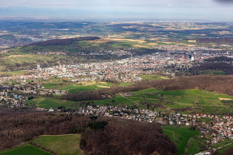 City area with outside districts and inner city area in Loerrach in the state Baden-Wuerttemberg, Germany