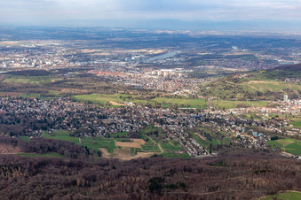 Aerial view of Riehen in the state Basel city, Switzerland