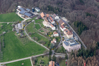 Aerial view of Building of the Chrischona-Campus and Diakonissen Mutterhaus in Bettingen in the canton Basel, Switzerland