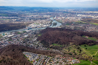 Aerial photograpy of District Grenzach in Grenzach-Wyhlen in the state Baden-Wuerttemberg, Germany