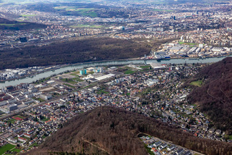 Oblique view of District Grenzach in Grenzach-Wyhlen in the state Baden-Wuerttemberg, Germany