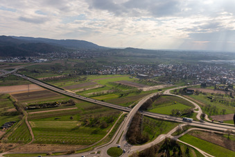 Aerial photograpy of B33 in the district Elgersweier in Offenburg in the state Baden-Wuerttemberg, Germany