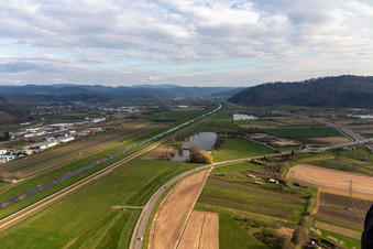 Oblique view of B33 in the district Elgersweier in Offenburg in the state Baden-Wuerttemberg, Germany