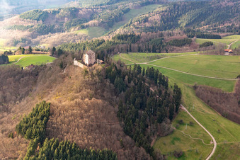 Ruins and vestiges of the former castle and fortress Burg Hohengeroldseck on Schlossberg in Seelbach in the state Baden-Wurttemberg