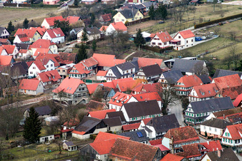 Seebach in the state Bas-Rhin, France seen from above