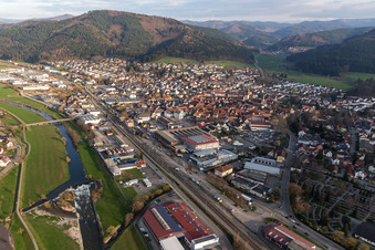 Aerial view of Haslach im Kinzigtal in the state Baden-Wuerttemberg, Germany