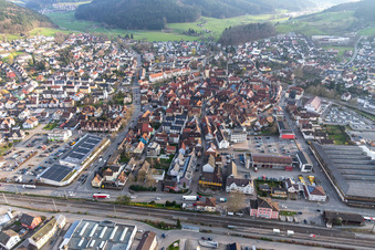 Haslach im Kinzigtal in the state Baden-Wuerttemberg, Germany from above