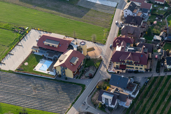 Oblique view of Complex of the hotel building Hotel Gasthaus Mosers Blume in the district Bollenbach in Haslach im Kinzigtal in the state Baden-Wuerttemberg, Germany