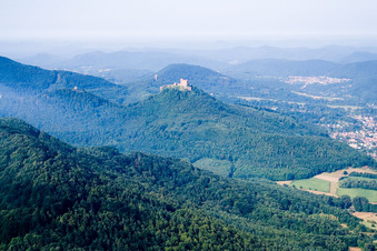 Oblique view of Trifels Castle in Annweiler am Trifels in the state Rhineland-Palatinate, Germany