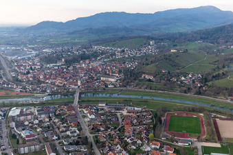 Town on the banks of the river of the Kinzig river in Gengenbach in the state Baden-Wuerttemberg, Germany