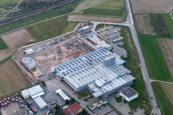 Construction site on building and production halls on the premises of WTO GmbH in Ohlsbach in the state Baden-Wuerttemberg, Germany