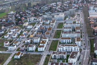 Aerial view of In the silk thread in Offenburg in the state Baden-Wuerttemberg, Germany