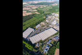 Aerial view of Industrial estate and company settlement Horst with Friedrich Zufall GmbH & Co. KG Internationale Spedition in the district Minderslachen in Kandel in the state Rhineland-Palatinate, Germany