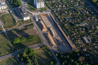 Construction site in the technology park in the district Rintheim in Karlsruhe in the state Baden-Wuerttemberg, Germany