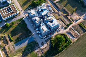 Aerial view of Construction site of the LTC - Linder Technology Campus in Wilhelm-Schickard-Straße in the Technology Park Karlsruhe in the district Rintheim in Karlsruhe in the state Baden-Wuerttemberg, Germany