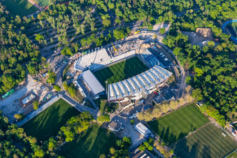 Aerial photograpy of Reconstruction of the KSC Wildparkstadion in the district Innenstadt-Ost in Karlsruhe in the state Baden-Wuerttemberg, Germany