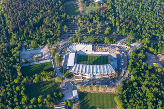 Reconstruction of the KSC Wildparkstadion in the district Innenstadt-Ost in Karlsruhe in the state Baden-Wuerttemberg, Germany from above