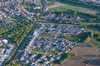 Aerial view of New development area Paul-Klee-Ring in Wörth am Rhein in the state Rhineland-Palatinate, Germany