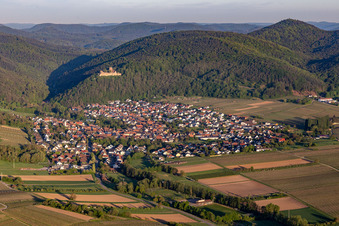 Aerial photograpy of Landeck Castle in Klingenmünster in the state Rhineland-Palatinate, Germany