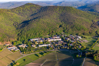Aerial view of Pfalzklinik Landeck in Klingenmünster in the state Rhineland-Palatinate, Germany