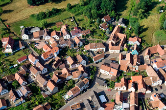 Aerial view of Mettenbacher Straße in the district Gräfenhausen in Annweiler am Trifels in the state Rhineland-Palatinate, Germany