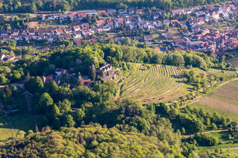 Aerial view of Kropsburg Castle in Sankt Martin in the state Rhineland-Palatinate, Germany