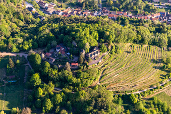 Aerial photograpy of Kropsburg Castle in Sankt Martin in the state Rhineland-Palatinate, Germany