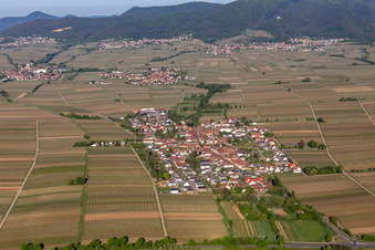 Village - view on the edge of agricultural fields and farmland in Roschbach in the state Rhineland-Palatinate, Germany