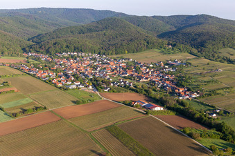 Aerial view of Oberotterbach in the state Rhineland-Palatinate, Germany