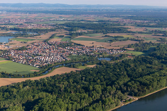 Aerial view of Leimersheim in the state Rhineland-Palatinate, Germany