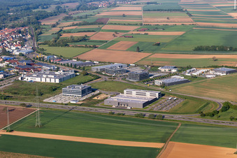 Industrial Area North in Rülzheim in the state Rhineland-Palatinate, Germany viewn from the air