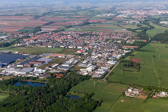 Offenbach an der Queich in the state Rhineland-Palatinate, Germany from the plane