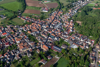 Town View of the streets and houses of the residential areas in Ingenheim in the state Rhineland-Palatinate, Germany