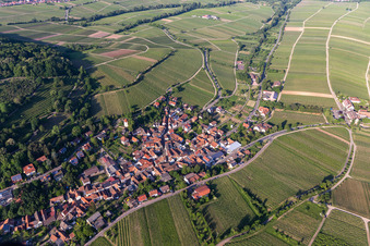 Wine village view from the south in Leinsweiler in the state Rhineland-Palatinate, Germany