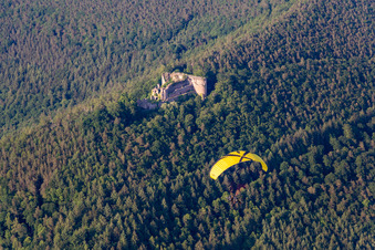 Drone image of Neuscharfeneck Castle Ruins in Flemlingen in the state Rhineland-Palatinate, Germany