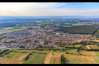 City view from the north in Rülzheim in the state Rhineland-Palatinate, Germany