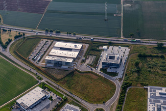 Carl-Benz-Straße industrial park with Fischer, UNITEC MTS, EIZO GmbH in Rülzheim in the state Rhineland-Palatinate, Germany