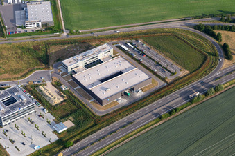 Carl-Benz-Straße commercial area with EIZO GmbH in Rülzheim in the state Rhineland-Palatinate, Germany