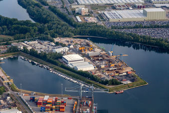 Harbor in Germersheim in the state Rhineland-Palatinate, Germany