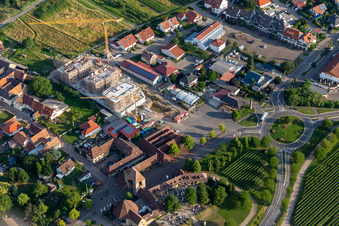 District Schweigen in Schweigen-Rechtenbach in the state Rhineland-Palatinate, Germany seen from a drone